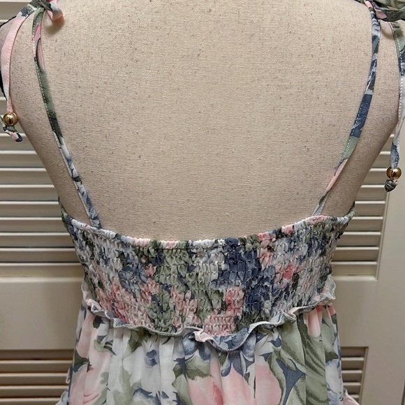 108. Round Neck Spaghetti Straps Floral Skater Minidress - Picture 12 of 14